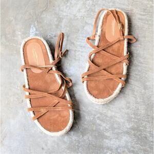 Brochu Walker Dawson Espadrille‎ Sandals Womens 10 Brown Strappy Suede Leather